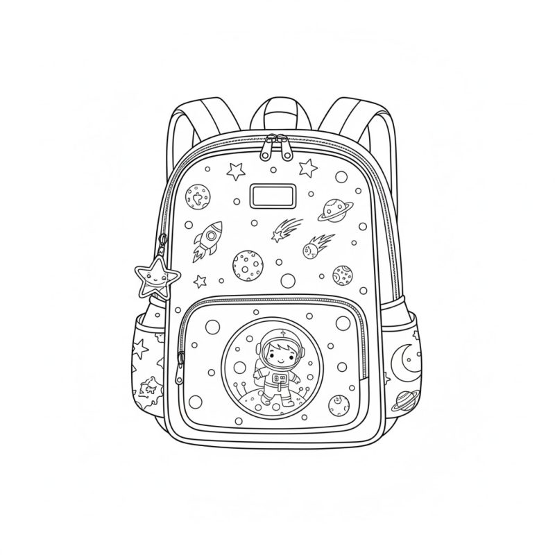 عکس نقاشی کوله پشتی مدرسه پسرانه طرح فضانورد