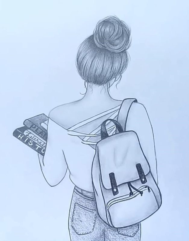 نقاشی کوله مدرسه نازنین 14 ساله از تهران