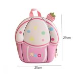 ابعاد و اندازه کوله فانتزی کودک طرح کاپ کیک